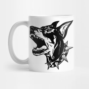 Angry Doberman Dog Blackwork Mug